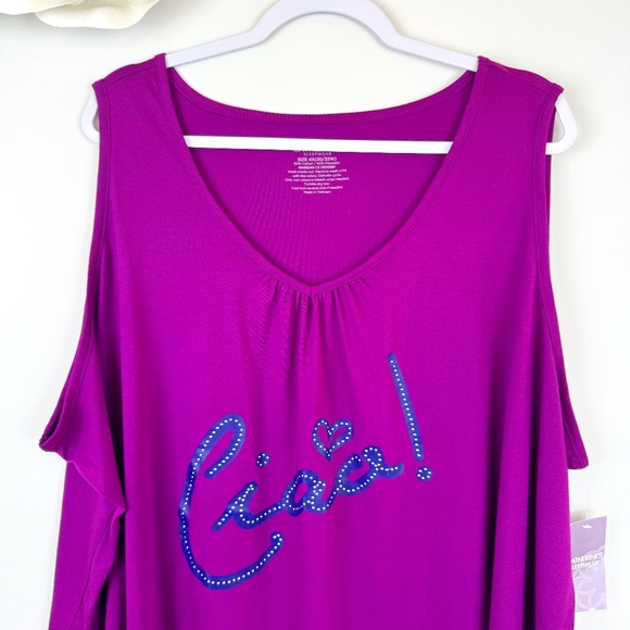 CATHERINES SLEEPWEAR Wine Color Top Ciao NWT / Plus 4X 30 - 32W - Picture 2 of 13